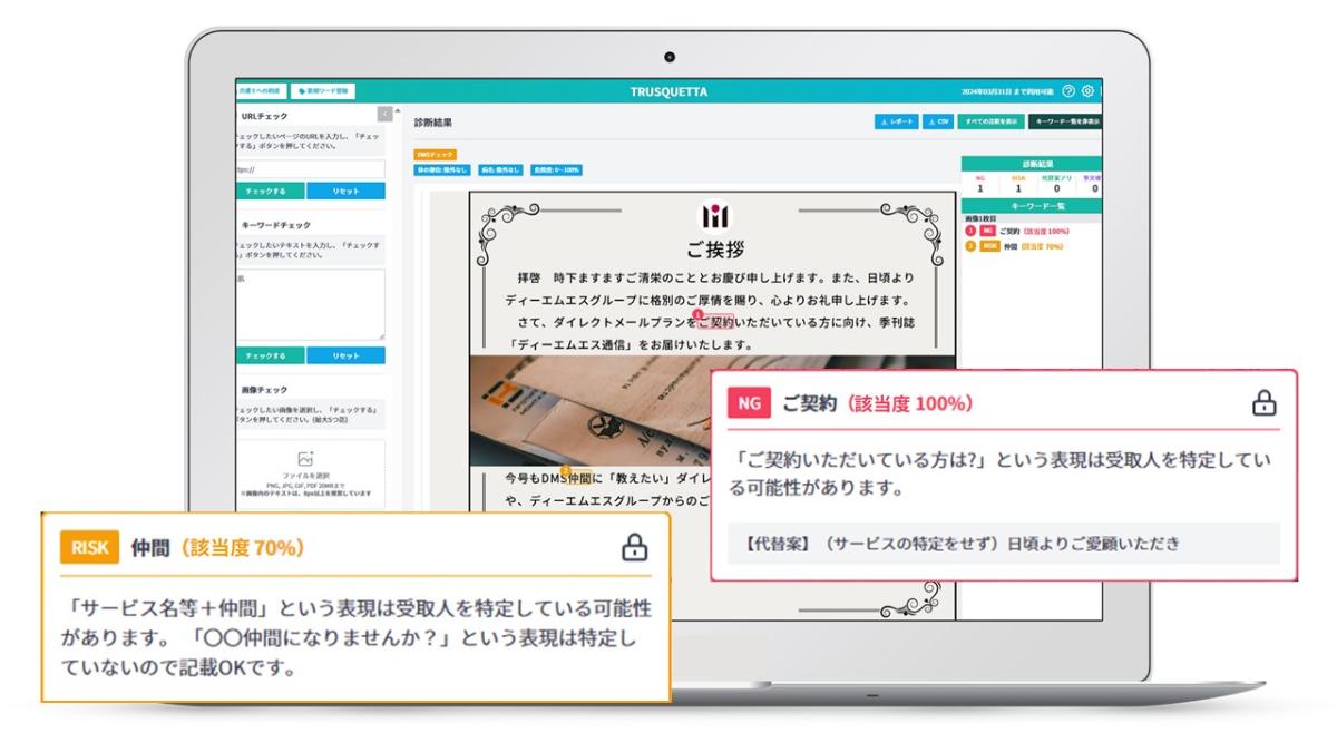 信書表現AIチェックツール「TRUSQUETTA（トラスクエタ）Letter」共同開発のお知らせ
